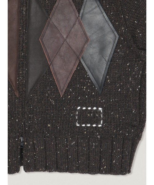 elephant TRIBAL fabrics（エレファントトライバルファブリックス）の「elephant TRIBAL fabrics Leather Argyle Zip Knit（ニット/セーター・メンズ・ブラウン/ブラック/グレー・2/1）」の12枚目の写真
