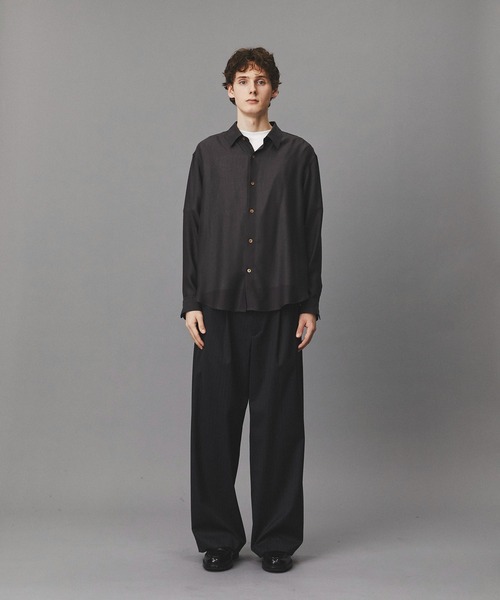 PUBLIC TOKYO（パブリックトウキョウ）の「ウールビエラウォッシャブルシャツ  /オフィスカジュアル/通勤/春服（シャツ/ブラウス・メンズ・ネイビー/ダークグレー/アイボリー・2/1）」の21枚目の写真