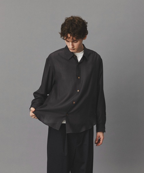 PUBLIC TOKYO（パブリックトウキョウ）の「ウールビエラウォッシャブルシャツ  /オフィスカジュアル/通勤/春服（シャツ/ブラウス・メンズ・ネイビー/ダークグレー/アイボリー・2/1）」の14枚目の写真