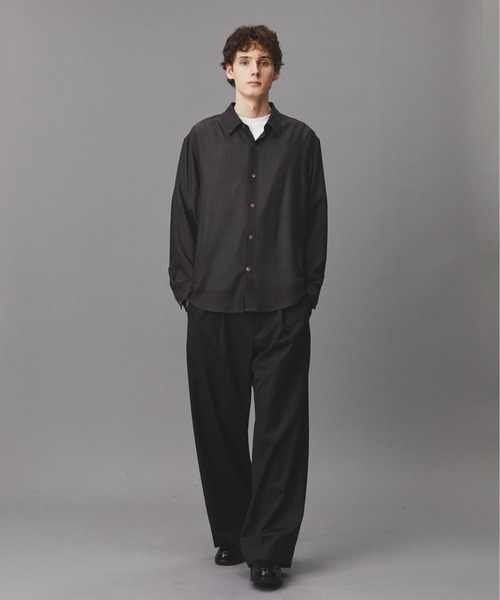 PUBLIC TOKYO（パブリックトウキョウ）の「ウールビエラウォッシャブルシャツ  /オフィスカジュアル/通勤/春服（シャツ/ブラウス・メンズ・ネイビー/ダークグレー/アイボリー・2/1）」の4枚目の写真