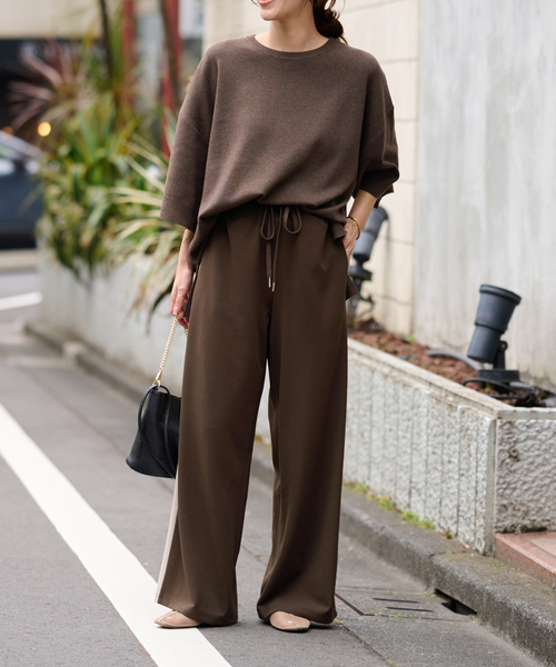 JOURNAL STANDARD relume（ジャーナルスタンダード　レリューム）の「《WEB限定追加》カットジャージーラインパンツ（その他パンツ・レディース・ブラウン/チャコールグレー・FREE）」の12枚目の写真