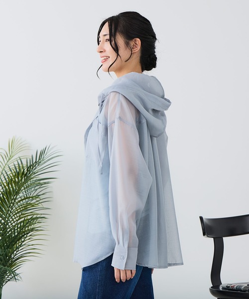 fort point(フォーポイント)の「【C-FORT POINT/フォートポイント】シアー素材 フードシャツ(シャツ/ブラウス・レディース・ピンク/ブラウン/グレー/ブラック/アイボリー/ブルー・FREE)」の16枚目の写真