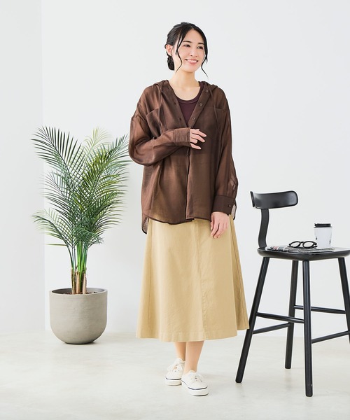 fort point(フォーポイント)の「【C-FORT POINT/フォートポイント】シアー素材 フードシャツ(シャツ/ブラウス・レディース・ピンク/ブラウン/グレー/ブラック/アイボリー/ブルー・FREE)」の21枚目の写真