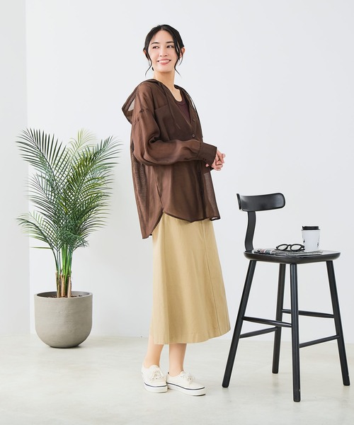 fort point(フォーポイント)の「【C-FORT POINT/フォートポイント】シアー素材 フードシャツ(シャツ/ブラウス・レディース・ピンク/ブラウン/グレー/ブラック/アイボリー/ブルー・FREE)」の22枚目の写真