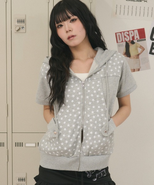 dispark（ディスパーク）の「DISPARK/【26年春夏新作】オールオーバースターSSジップパーカー（パーカー・レディース・杢グレー/ブラック・FREE）」の8枚目の写真