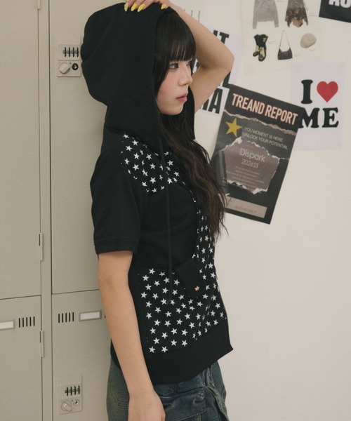 dispark（ディスパーク）の「DISPARK/【26年春夏新作】オールオーバースターSSジップパーカー（パーカー・レディース・杢グレー/ブラック・FREE）」の6枚目の写真