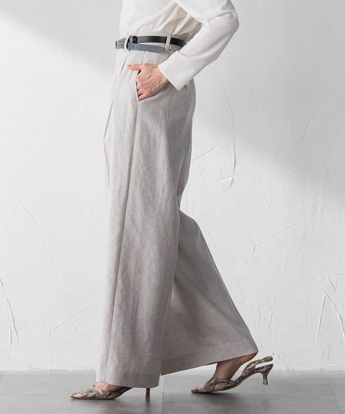 LAUTREAMONT(ロートレアモン)の「クラシックポリリネンヘリンボンパンツ(その他パンツ・レディース・ベージュ・7号/11号/9号)」の9枚目の写真