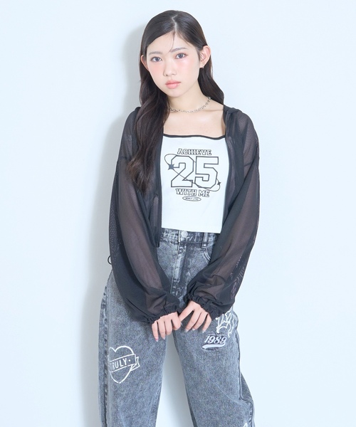 LOVETOXIC(ラブトキシック)の「【LTXC/抗菌防臭】キャミつきメッシュパーカー(アンサンブル・キッズ・ブラック/オフホワイト/サックスブルー・S:140cm/M:150cm/L:160cm/130cm)」の9枚目の写真