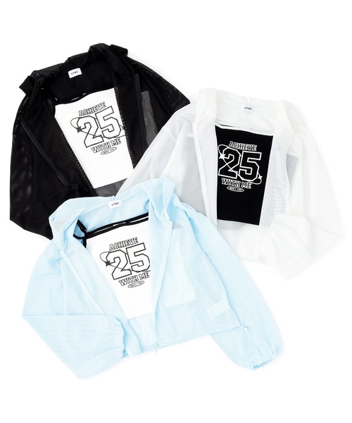 LOVETOXIC(ラブトキシック)の「【LTXC/抗菌防臭】キャミつきメッシュパーカー(アンサンブル・キッズ・ブラック/オフホワイト/サックスブルー・S:140cm/M:150cm/L:160cm/130cm)」の10枚目の写真
