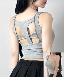 バックレース レース」に該当するタンクトップ（グレー/灰色系