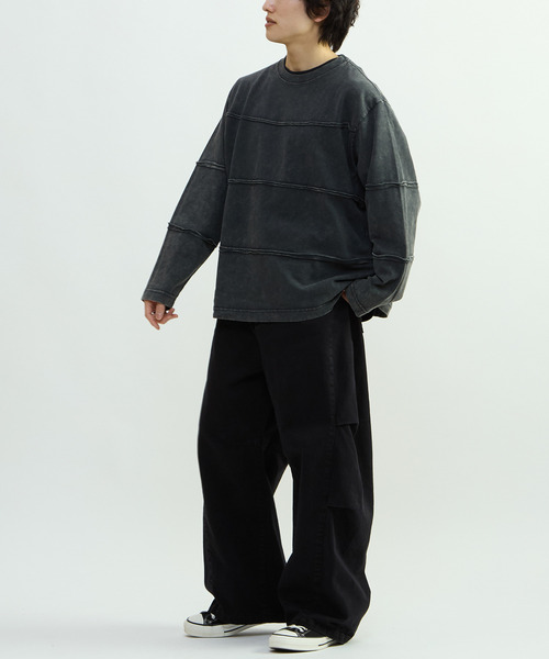 CONVERSE TOKYO(コンバーストウキョウ)の「VINTAGE-LIKE BARREL LEG PANTS(その他パンツ・レディース・グレー/ブラック・MEDIUM/SMALL)」の6枚目の写真