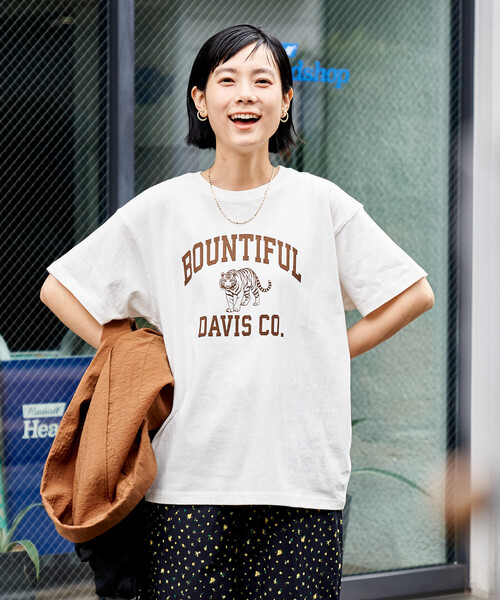 FREAK'S STORE(フリークスストア)の「タイガープリントTシャツ/カレッジプリントTシャツ/TORA Tシャツ/トラ柄(Tシャツ/カットソー・レディース・オフホワイト/ライトグレー/ホワイト/ネイビー・フリ-)」の7枚目の写真