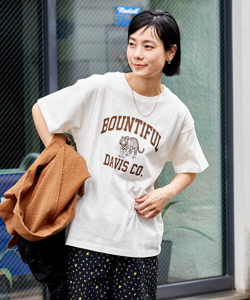 FREAK'S STORE(フリークスストア)の「タイガープリントTシャツ/カレッジプリントTシャツ/TORA Tシャツ/トラ柄(Tシャツ/カットソー・レディース・オフホワイト/ライトグレー/ホワイト/ネイビー・フリ-)」の10枚目の写真