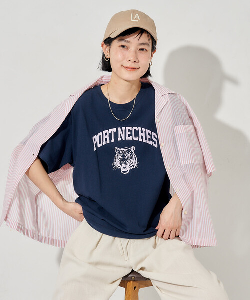FREAK'S STORE(フリークスストア)の「タイガープリントTシャツ/カレッジプリントTシャツ/TORA Tシャツ/トラ柄(Tシャツ/カットソー・レディース・オフホワイト/ライトグレー/ホワイト/ネイビー・フリ-)」の22枚目の写真
