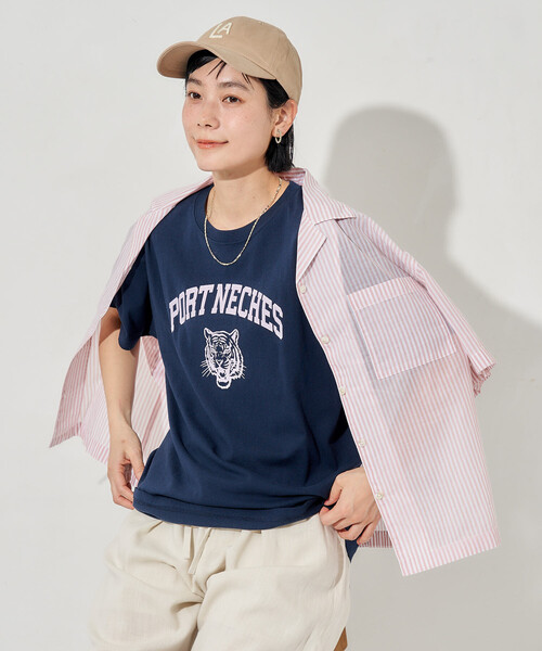 タイガープリントTシャツ/カレッジプリントTシャツ/TORA Tシャツ/トラ