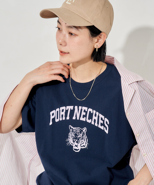 タイガープリントTシャツ/カレッジプリントTシャツ/TORA Tシャツ/トラ