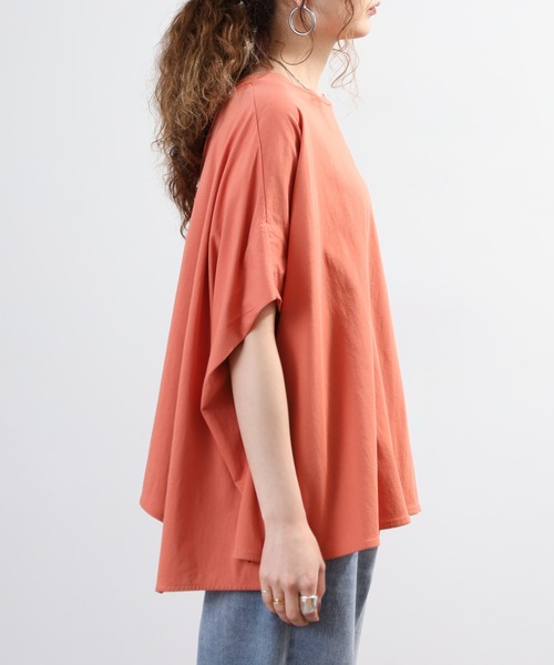 EGLANTINE(エグランティーヌ)の「EGLANTINE ドルマンフレアーカットソー 半端袖(Tシャツ/カットソー・レディース・オレンジ/オフホワイト/ブラック・40)」の15枚目の写真