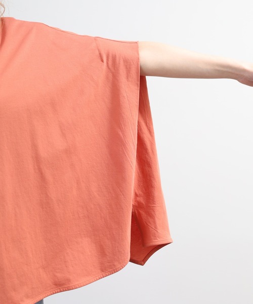 EGLANTINE(エグランティーヌ)の「EGLANTINE ドルマンフレアーカットソー 半端袖(Tシャツ/カットソー・レディース・オレンジ/オフホワイト/ブラック・40)」の18枚目の写真