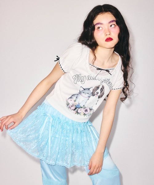 Candy Stripper(キャンディストリッパー)の「MY DEAR FRIENDS COQUETTE トップス(Tシャツ/カットソー・レディース・ピンク/グレー/オフホワイト・FREE)」の9枚目の写真