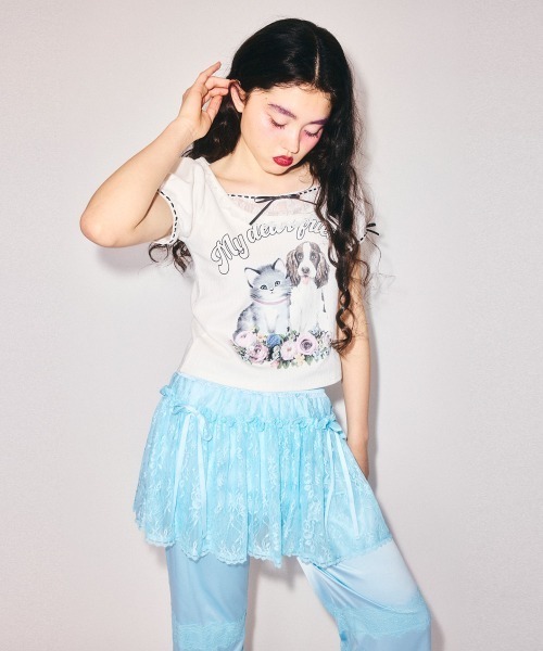 Candy Stripper(キャンディストリッパー)の「MY DEAR FRIENDS COQUETTE トップス(Tシャツ/カットソー・レディース・ピンク/グレー/オフホワイト・FREE)」の11枚目の写真