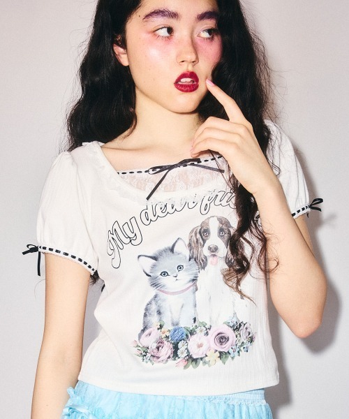 Candy Stripper(キャンディストリッパー)の「MY DEAR FRIENDS COQUETTE トップス(Tシャツ/カットソー・レディース・ピンク/グレー/オフホワイト・FREE)」の15枚目の写真
