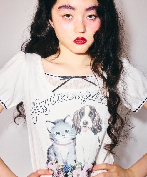 Candy Stripper(キャンディストリッパー)の「MY DEAR FRIENDS COQUETTE トップス(Tシャツ/カットソー・レディース・ピンク/グレー/オフホワイト・FREE)」の16枚目の写真
