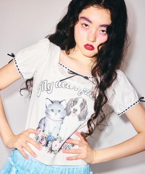 Candy Stripper(キャンディストリッパー)の「MY DEAR FRIENDS COQUETTE トップス(Tシャツ/カットソー・レディース・ピンク/グレー/オフホワイト・FREE)」の17枚目の写真