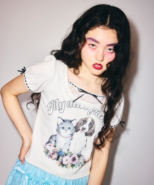 Candy Stripper(キャンディストリッパー)の「MY DEAR FRIENDS COQUETTE トップス(Tシャツ/カットソー・レディース・ピンク/グレー/オフホワイト・FREE)」の18枚目の写真
