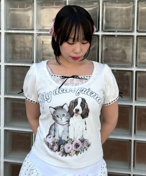 Candy Stripper(キャンディストリッパー)の「MY DEAR FRIENDS COQUETTE トップス(Tシャツ/カットソー・レディース・ピンク/グレー/オフホワイト・FREE)」の20枚目の写真