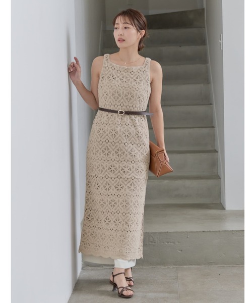 COHINA（コヒナ）の「2wayクロシェワンピース 【低身長・小柄女性】（ワンピース・レディース・ベージュ/ホワイト/ブラック・REGULAR/SHORT）」の3枚目の写真