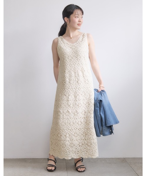 COHINA（コヒナ）の「2wayクロシェワンピース 【低身長・小柄女性】（ワンピース・レディース・ベージュ/ホワイト/ブラック・REGULAR/SHORT）」の2枚目の写真