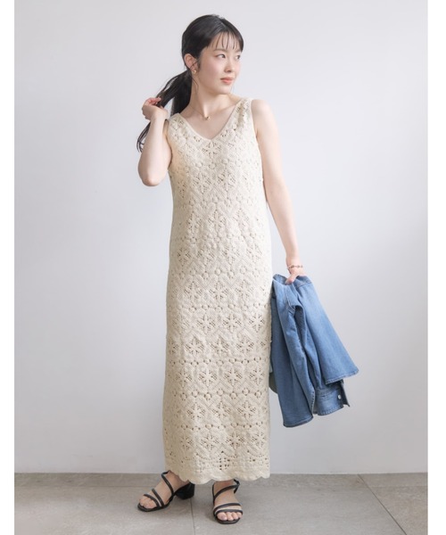 COHINA（コヒナ）の「2wayクロシェワンピース 【低身長・小柄女性】（ワンピース・レディース・ベージュ/ホワイト/ブラック・REGULAR/SHORT）」の4枚目の写真