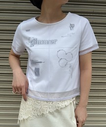 Ameri(�A����)��SHEER LAYERED GLIMMER GRAPHIC TEE(T�V���c/�J�b�g�\�[)