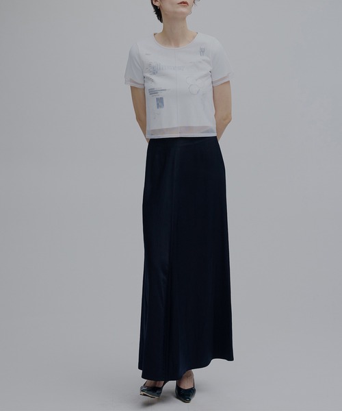 Ameri(アメリ)の「SHEER LAYERED GLIMMER GRAPHIC TEE(Tシャツ/カットソー・レディース・ブルー/チャコールグレー/ホワイト・MEDIUM/SMALL)」の15枚目の写真