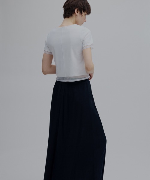 Ameri(アメリ)の「SHEER LAYERED GLIMMER GRAPHIC TEE(Tシャツ/カットソー・レディース・ブルー/チャコールグレー/ホワイト・MEDIUM/SMALL)」の16枚目の写真