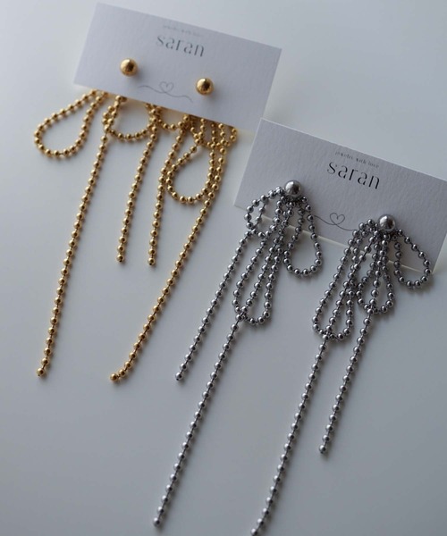 CERCA(チェルカ)の「saran jewelry/ロングボールチェーン 3way ピアス /アレルギー対応(ピアス(両耳用)・レディース・シルバー/ゴールド・FREE)」の15枚目の写真