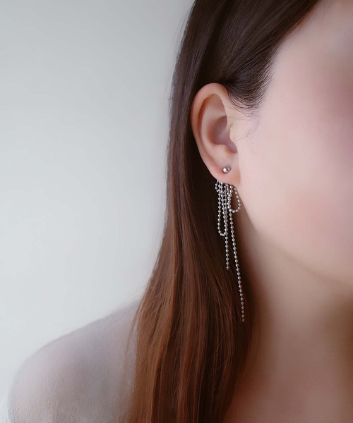 CERCA(チェルカ)の「saran jewelry/ロングボールチェーン 3way ピアス /アレルギー対応(ピアス(両耳用)・レディース・シルバー/ゴールド・FREE)」の4枚目の写真