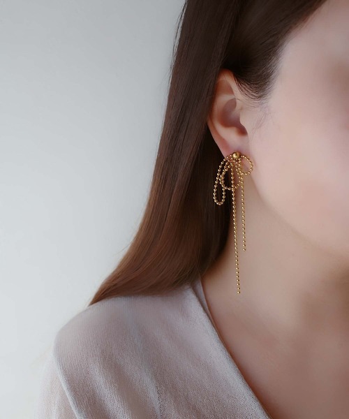 CERCA(チェルカ)の「saran jewelry/ロングボールチェーン 3way ピアス /アレルギー対応(ピアス(両耳用)・レディース・シルバー/ゴールド・FREE)」の7枚目の写真