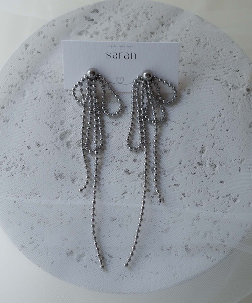 CERCA(チェルカ)の「saran jewelry/ロングボールチェーン 3way ピアス /アレルギー対応(ピアス(両耳用)・レディース・シルバー/ゴールド・FREE)」の13枚目の写真