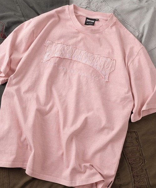 THRASHER(スラッシャー)の「【70】【THRASHER/スラッシャー】ピグメント加工 ブランドロゴ ダメージ アップリケ刺繍 クルーネックTシャツ(Tシャツ/カットソー・メンズ・サックスブルー/グレー/ピンク/ブラウン/チャコールグレー/ダークグレー・XL/L/M)」の6枚目の写真