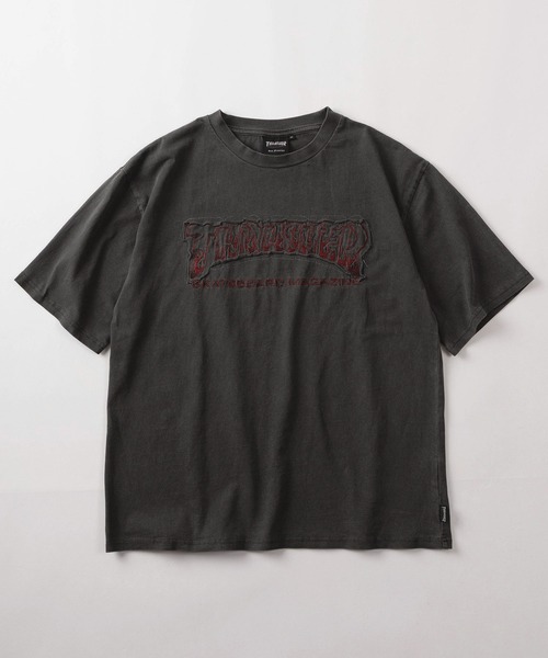 THRASHER(スラッシャー)の「【70】【THRASHER/スラッシャー】ピグメント加工 ブランドロゴ ダメージ アップリケ刺繍 クルーネックTシャツ(Tシャツ/カットソー・メンズ・サックスブルー/グレー/ピンク/ブラウン/チャコールグレー/ダークグレー・XL/L/M)」の7枚目の写真