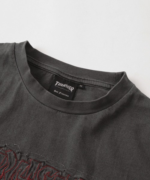 THRASHER(スラッシャー)の「【70】【THRASHER/スラッシャー】ピグメント加工 ブランドロゴ ダメージ アップリケ刺繍 クルーネックTシャツ(Tシャツ/カットソー・メンズ・サックスブルー/グレー/ピンク/ブラウン/チャコールグレー/ダークグレー・XL/L/M)」の9枚目の写真