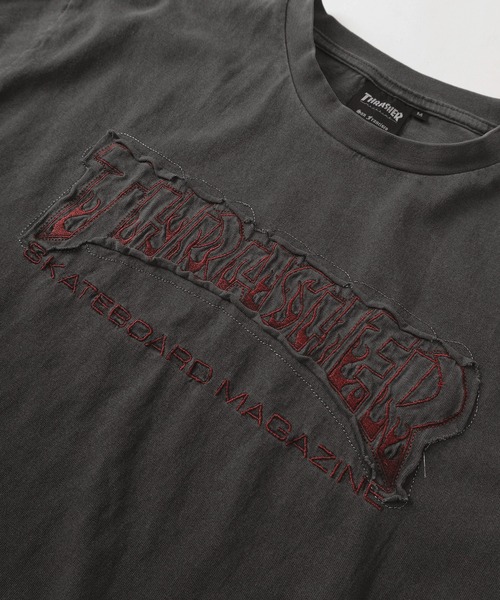 THRASHER(スラッシャー)の「【70】【THRASHER/スラッシャー】ピグメント加工 ブランドロゴ ダメージ アップリケ刺繍 クルーネックTシャツ(Tシャツ/カットソー・メンズ・サックスブルー/グレー/ピンク/ブラウン/チャコールグレー/ダークグレー・XL/L/M)」の10枚目の写真
