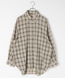 LEPSIM | シアーシャツチェック長袖チュニック　663969(シャツ/ブラウス)