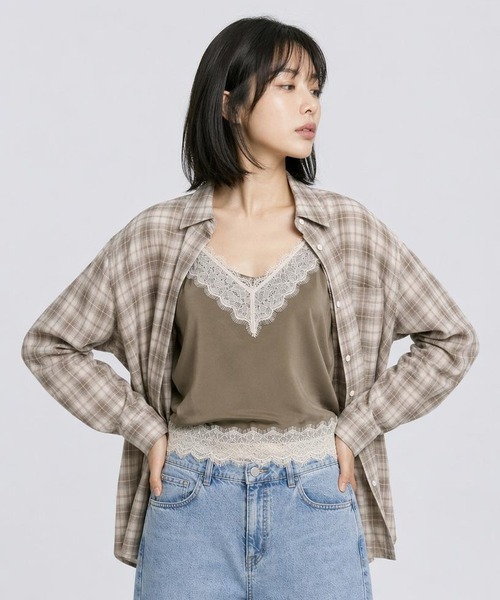 LEPSIM(レプシィム)の「シアーシャツチェック長袖チュニック 663969(シャツ/ブラウス・レディース・ブラック系その他/ブラウン系その他・FREE)」の15枚目の写真