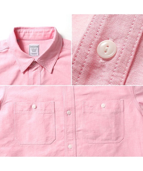 HOUSTON(ヒューストン)の「HOUSTON ヒューストン OXFORD S/S WORK SHIRT オックスフォード 半袖 ワークシャツ(シャツ/ブラウス・メンズ・ブラック/ホワイト/ネイビー・17.5/16.5/15.5/18.5)」の9枚目の写真