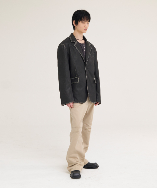AKECII(アケシ)の「ラフパネルセギングフレアパンツ_サンドベージュ(その他パンツ・メンズ・その他・LARGE/MEDIUM/SMALL)」の3枚目の写真