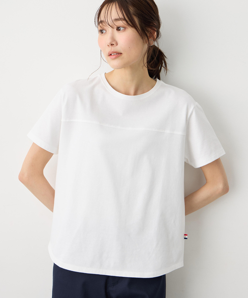 Petit Honfleur(プチオンフルール)の「ラウンドヘム半袖プルオーバー【接触冷感・UVカット・日本製】(Tシャツ/カットソー・レディース・ホワイト/チャコールグレー/グレー/グリーン/ピンク・L/M)」の6枚目の写真