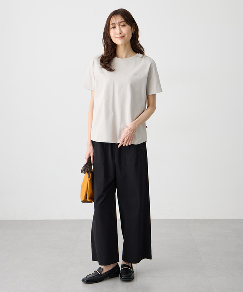 Petit Honfleur(プチオンフルール)の「ラウンドヘム半袖プルオーバー【接触冷感・UVカット・日本製】(Tシャツ/カットソー・レディース・ホワイト/チャコールグレー/グレー/グリーン/ピンク・L/M)」の22枚目の写真