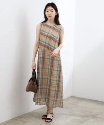 grove | 【洗える・体型カバー】アートチェックワンピース(ワンピース)